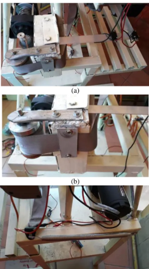 Gambar 10. Mekanik belt  (a) tampak atas; (b) tampak samping; (c)peer belt  Tabel 3. 