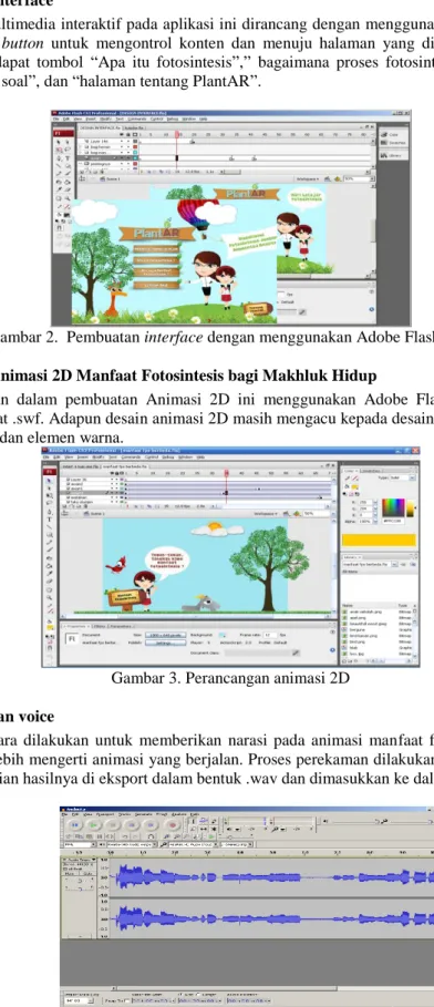 Gambar 2.  Pembuatan interface dengan menggunakan Adobe Flash CS3 