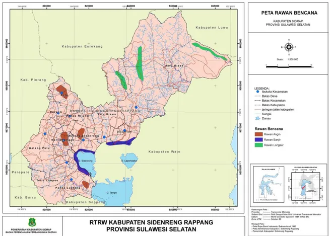 Gambar 2. 3 Peta Rawan Bencana Kabupaten Sidenreng Rappang  Sumber: RTRW Kabupaten Sidenreng Rappang 2012-2032 