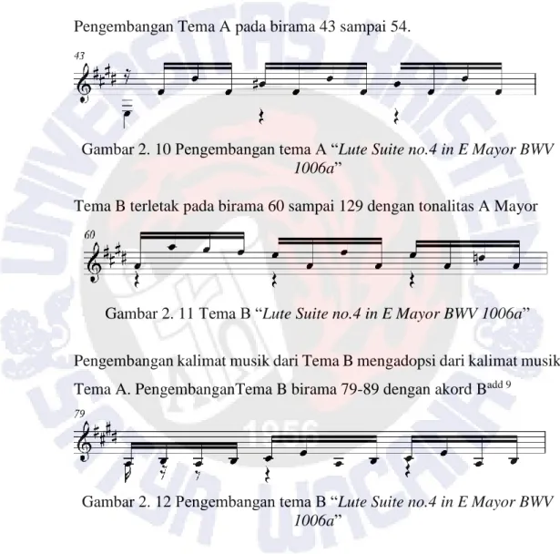 Gambar 2. 10 Pengembangan tema A “Lute Suite no.4 in E Mayor BWV  1006a” 