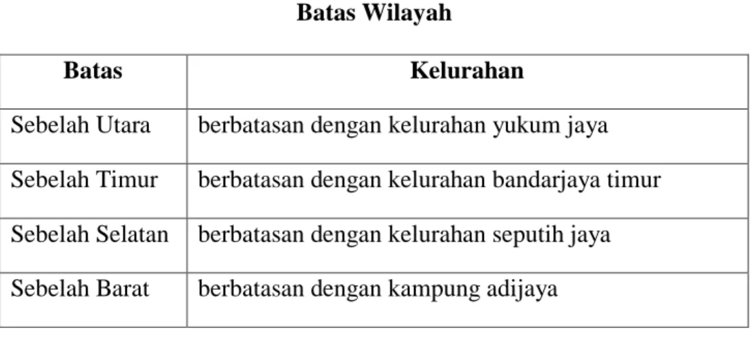 Tabel 4.2   Batas Wilayah 