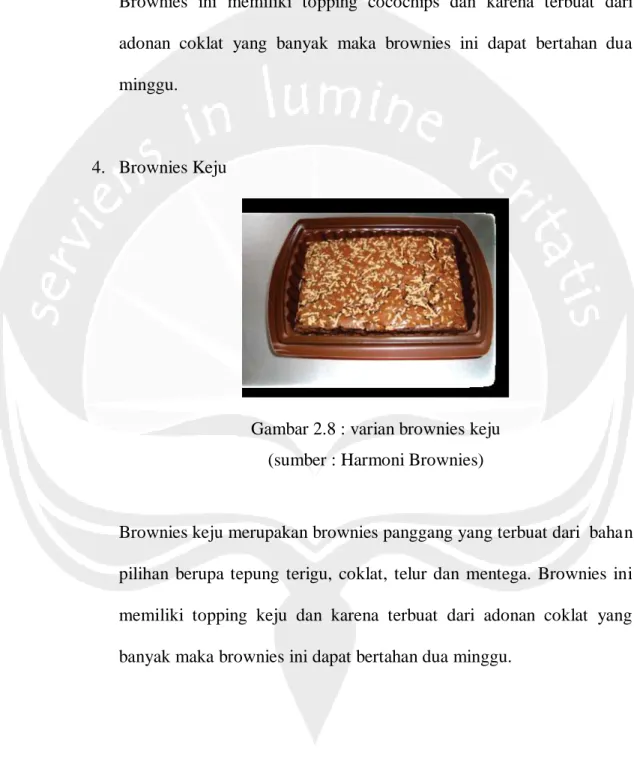 Gambar 2.8 : varian brownies keju  (sumber : Harmoni Brownies) 