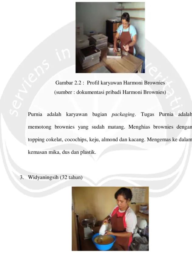 Gambar 2.2 :  Profil karyawan Harmoni Brownies  (sumber : dokumentasi pribadi Harmoni Brownies) 