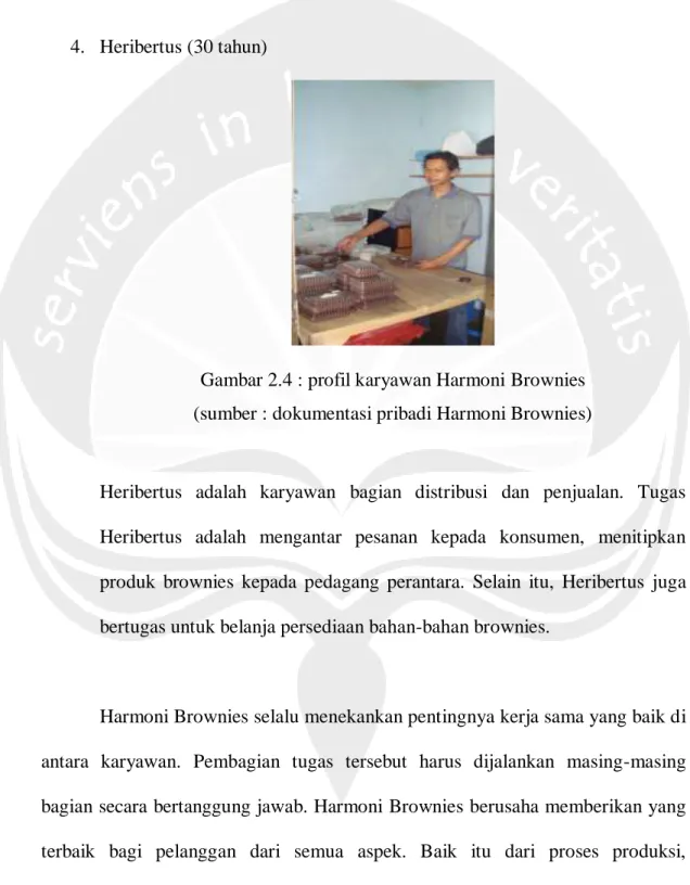 Gambar 2.4 : profil karyawan Harmoni Brownies  (sumber : dokumentasi pribadi Harmoni Brownies) 