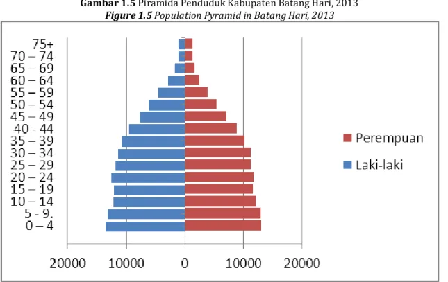 Gambar 1.5 Piramida Penduduk Kabupaten Batang Hari, 2013  Figure 1.5 Population Pyramid in Batang Hari, 2013
