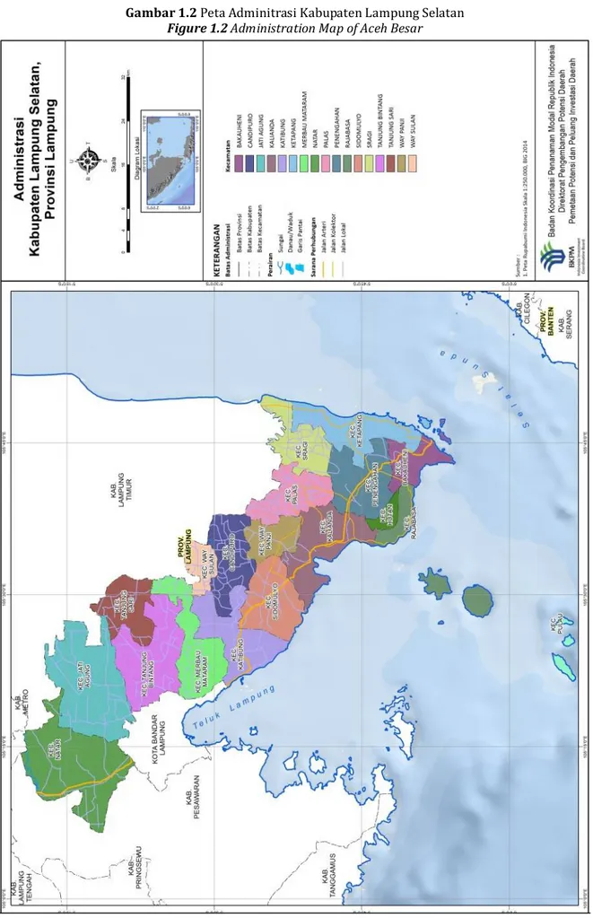 Gambar 1.2 Peta Adminitrasi Kabupaten Lampung Selatan  Figure 1.2 Administration Map of Aceh Besar 