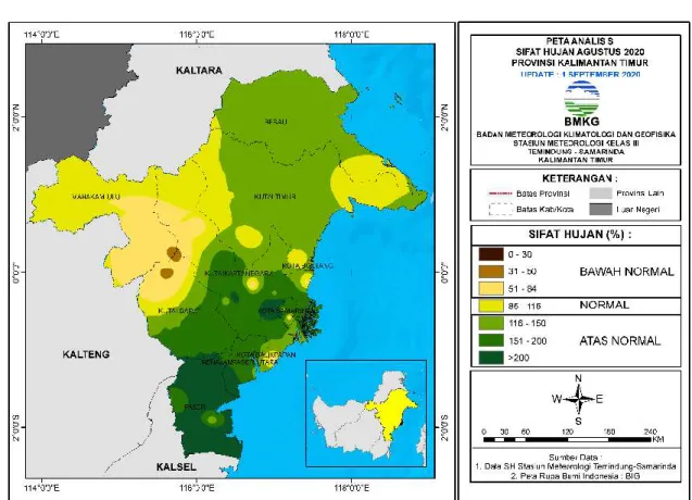 Gambar 2 Analisis Sifat Hujan Agustus 2020  (Sumber: BMKG Samarinda) 