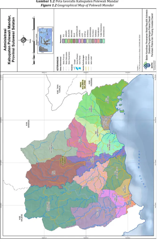 Gambar 1.2 Peta Georafis Kabupaten Polewali Mandar  Figure 1.2 Geographical Map of Polewali Mandar 