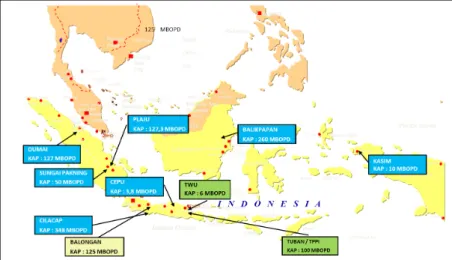 Gambar  1. Sebaran dan Lokasi Kilang Minyak Indonesia