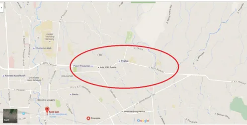 Gambar 1.1 Daerah Sentra Kaos Suci Bandung  Sumber : Data yang telah diolah dari Google Maps   