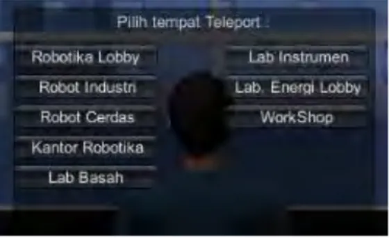 Gambar 5.19 Hasil pembuatan menu teleport  5.4.4.3  Pembuatan Menu Pause In-Game dan Mengubah 