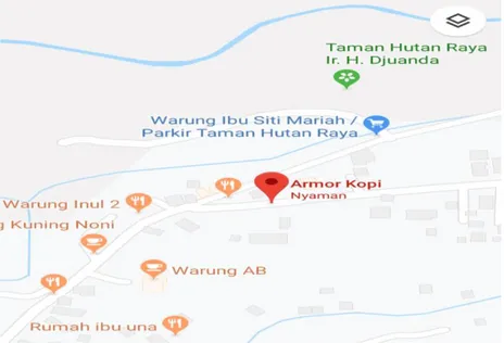 Gambar 1.4 Denah Lokasi Armor Kopi Bandung  Sumber: Google Maps diambil pada 28 Oktober (2019)  1.2 Latar Belakang Penelitian 