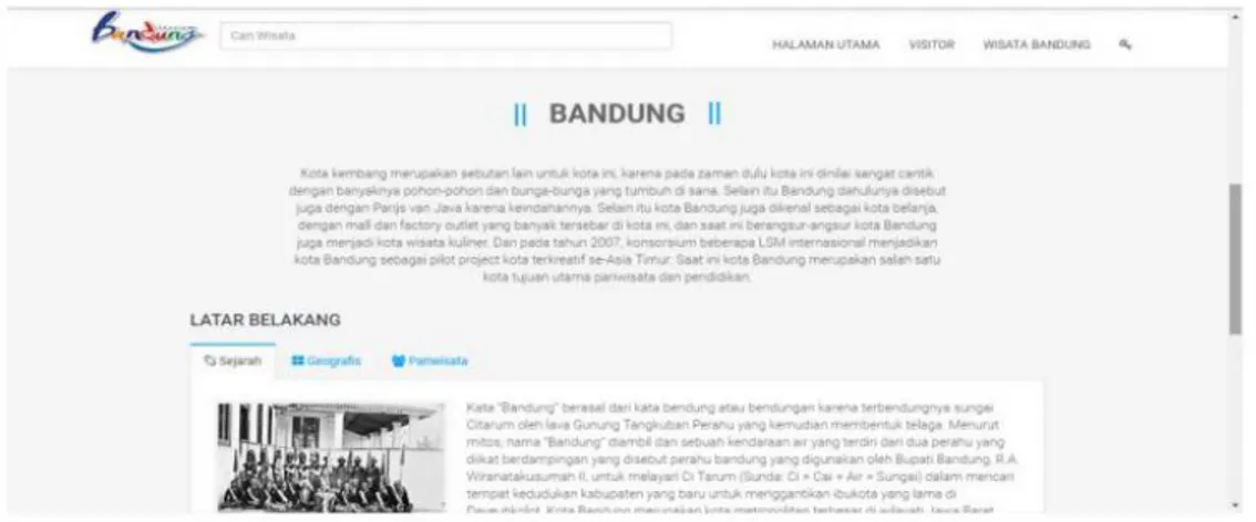 Gambar 5 Tampilan home pada website go Bandung
