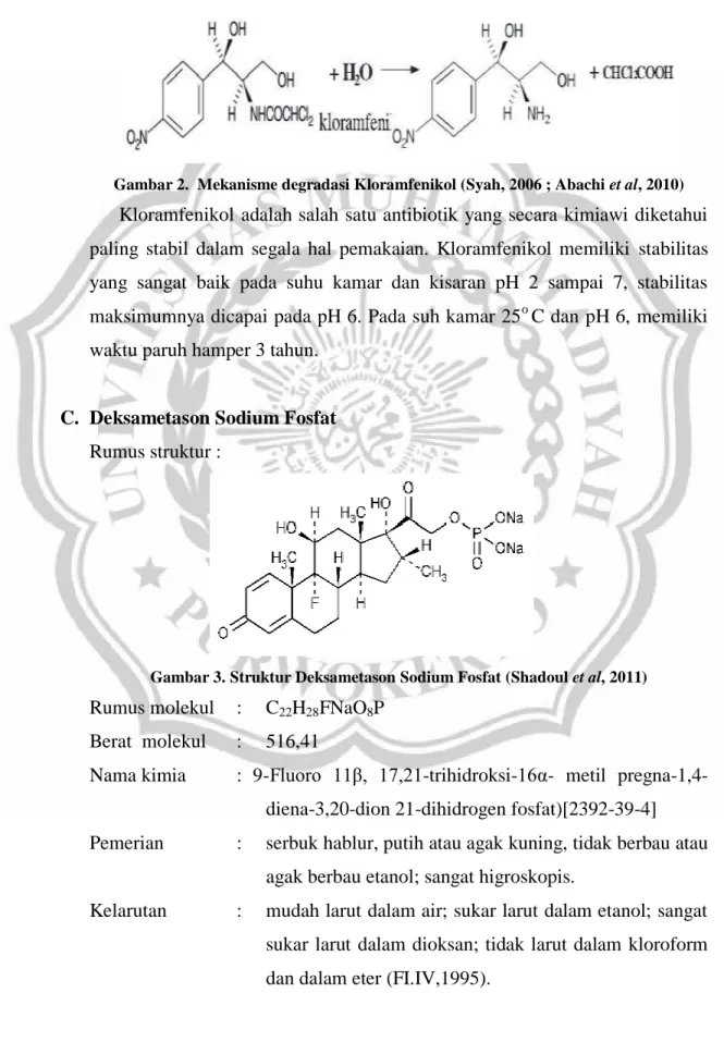 Gambar 2.  Mekanisme degradasi Kloramfenikol (Syah, 2006 ; Abachi et al, 2010) 