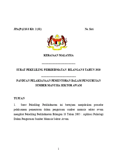 Kerajaan Malaysia Surat Pekeliling Perkhidmatan Bilangan 8 Tahun 2010