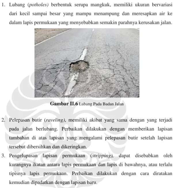 Gambar II.6  Lubang Pada Badan Jalan 