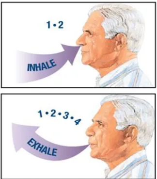 Gambar 2.1: Pursed lips breathing exercise  Smeltzer et l., (2013) 