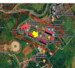 Gambar  1  menunjukkan  gedung  yang  dipilih  yaitu  Gedung  Dinas  Ketenagakerjaan  dan  Transmigrasi  (Disnakertrans)  Pemerintah  Kabupaten  Kabupaten  Bandung  Barat