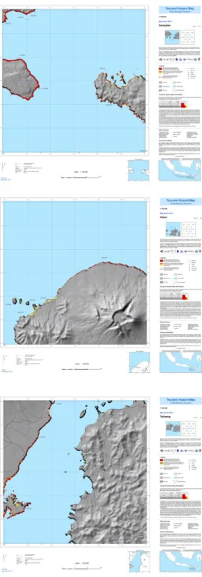 Gambar 8: Peta Bahaya Tsunami yang tersedia pada skala 1:100.000 meliputi  seluruh daerah pesisir Lombok 