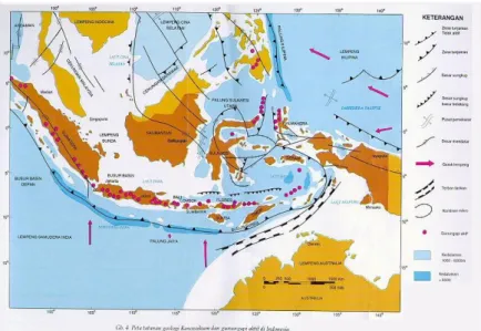 Gambar 2: Proses geologi dan aktifitas vulkanik di Indonesia (Katili, 1994) 