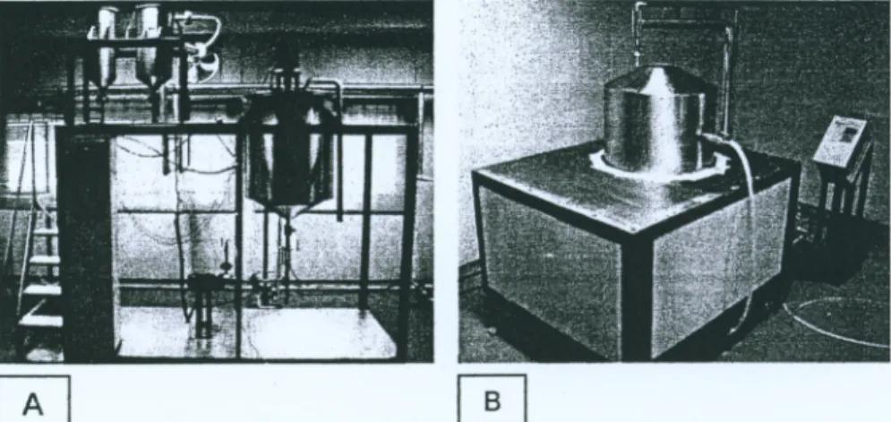 Gambar 1 Tangki netralisasi (A) dan Spinner (B) skala pilot plant Metode Penelitian