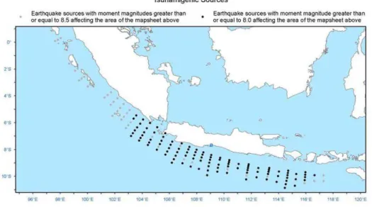 Gambar 11. Contoh dari sumber tsunamigenic yang ditampilkan pada peta. 