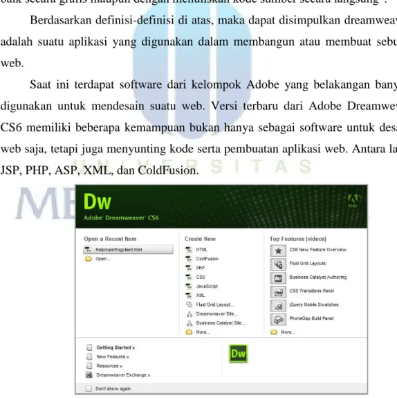 Gambar 2.2 Interface Adobe Dreamweaver 