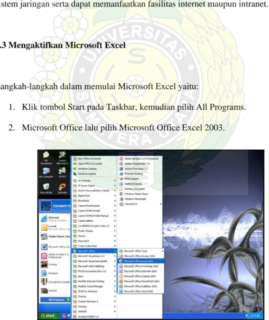 Gambar 5.1 Mengaktifkan Microsoft Excel 