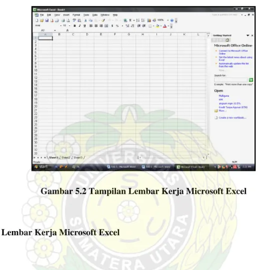 Gambar 5.2 Tampilan Lembar Kerja Microsoft Excel 