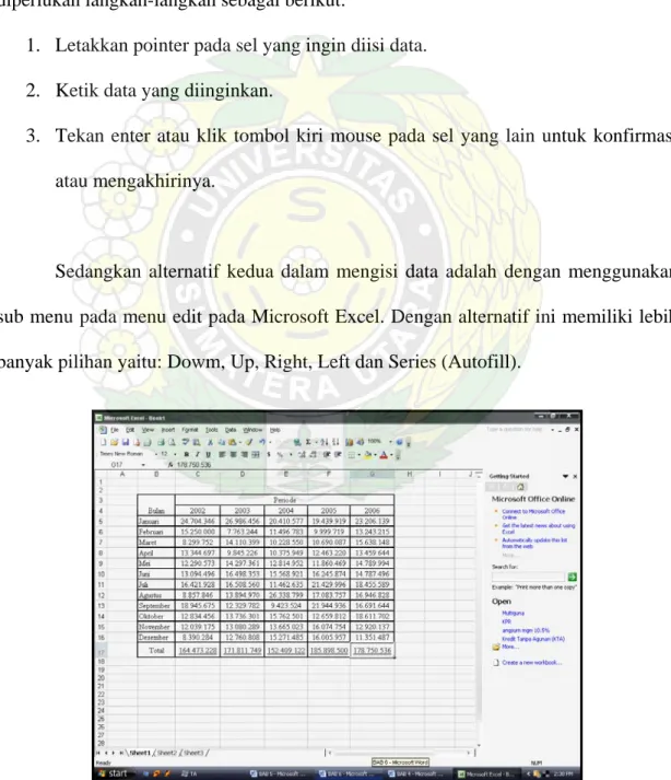 Gambar 5.3 Tampilan Pengisian Data Microsoft Excel 