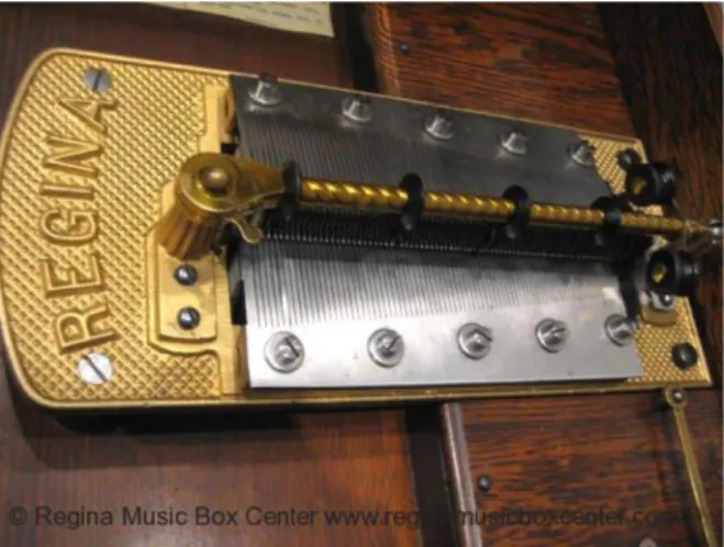 Gambar 2.3 Bedplate dari sebuah kotak musik piringan yang menjadi dudukan  komponen combs, starwheels gantry, dan pressure bar [12].
