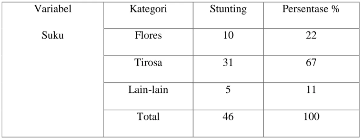 Tabel 11. Karakteristik kelompok suku  responden 