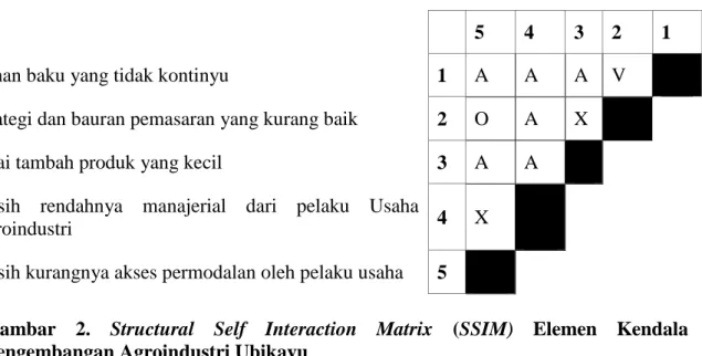 Gambar  2.  Structural  Self  Interaction  Matrix  (SSIM)  Elemen  Kendala  Pengembangan Agroindustri Ubikayu 