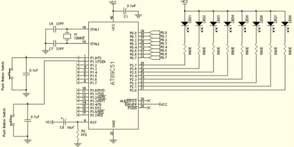 Gambar 2.1. Rangkaian Penggunaan Tombol pada Mikrokontroler