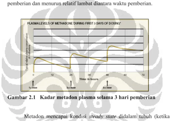 Gambar 2.1   Kadar metadon plasma selama 3 hari pemberian 