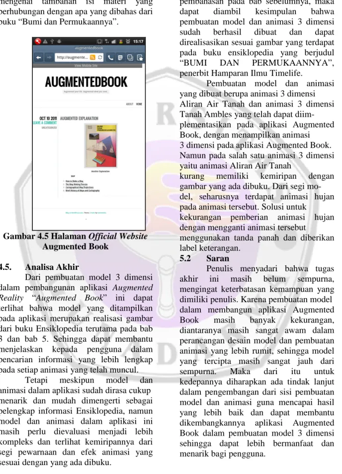 Gambar 4.5 Halaman Official Website Augmented Book