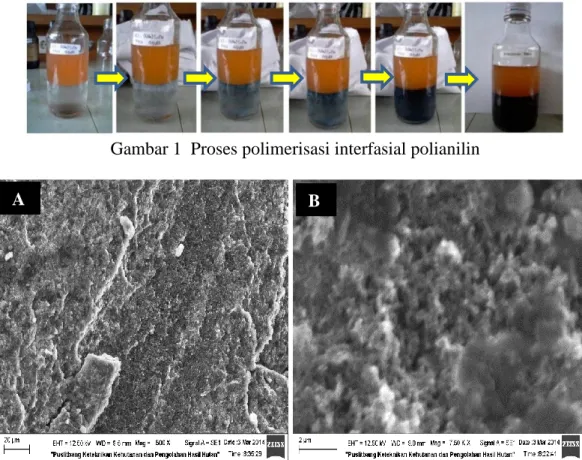 Gambar 1  Proses polimerisasi interfasial polianilin 