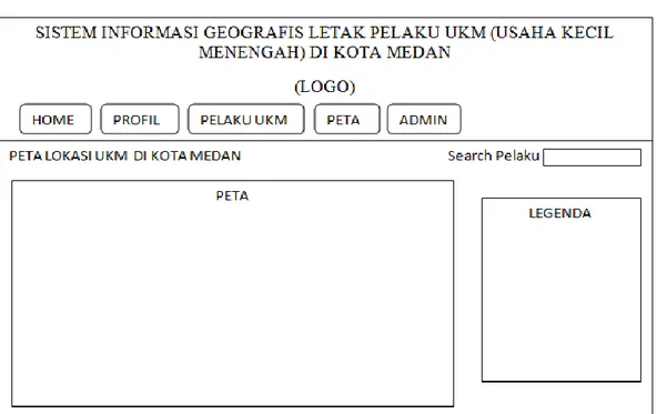 Gambar III.13. Desain Output Peta Sistem Informasi  Geografis Letak  Pelaku UKM (Usaha Kecil Menengah) di Kota Medan 