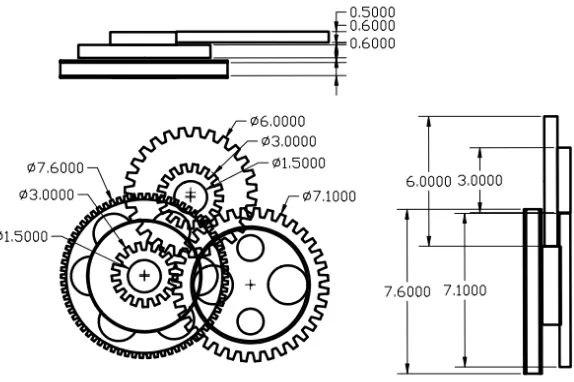 Gambar 11. Desain kedudukan gearbox dan motor. 