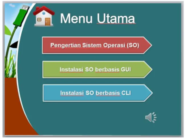 Gambar 5. Menu utama materi instalasi  sistem operasis berbasis GUI dan CLI  Analisis Data 