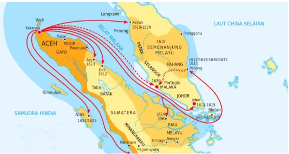 Gambar 3. Peta Wilayah Kerajaan Aceh  Sumber: sejarah-negara.com 