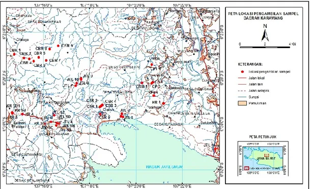 Gambar 2. Peta lokasi pengamatan dan pengambilan conto batuan  