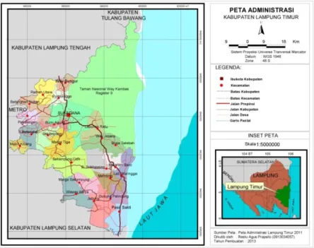 Gambar 1. Peta Administrasi Kabupaten Lampung Timur