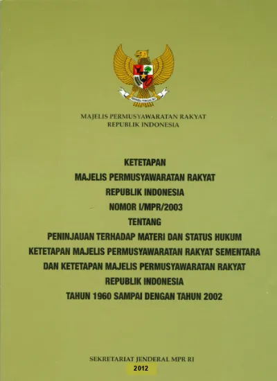 MAJELIS PERMUSYAWARATAN RAKYAT REPUBLIK INDONESIA