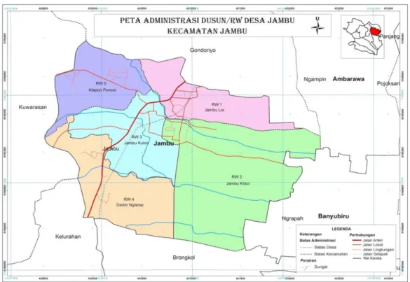 Gambar 1. Peta Administrasi Dusun/Rw Desa Jambu  1.  Batas Administrasi 