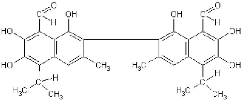 Gambar 2. Struktur gossypol (polyphenol) (Cai et al., 2004) 