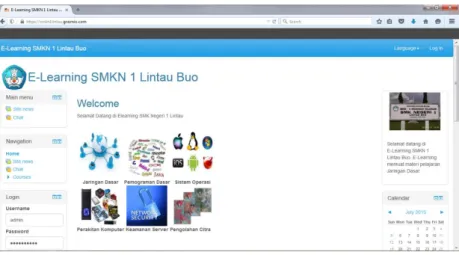 Gambar 1. Tampilan E-Learning Menggunakan CMS Moodle 