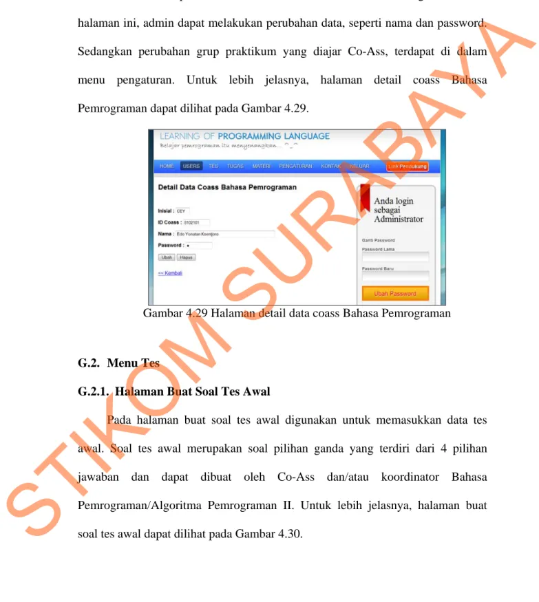 Gambar 4.29 Halaman detail data coass Bahasa Pemrograman 