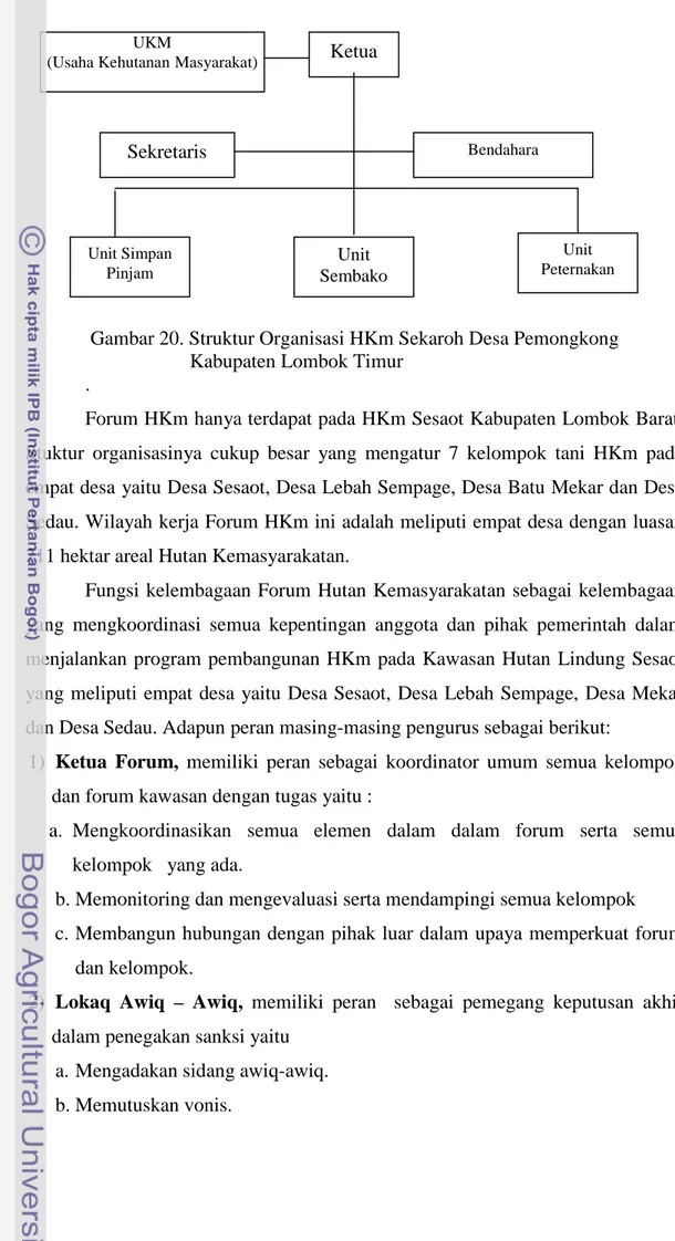 Gambar 20. Struktur Organisasi HKm Sekaroh Desa Pemongkong      Kabupaten Lombok Timur 