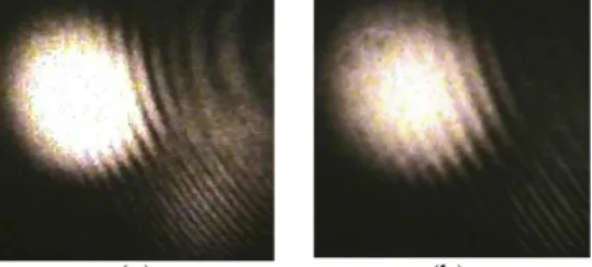 Gambar 4 Grafik   hubungan antara medan  magnet luar B terhadap jumlah frinji yang  hilang ( ∆ m) pada bahan transparan